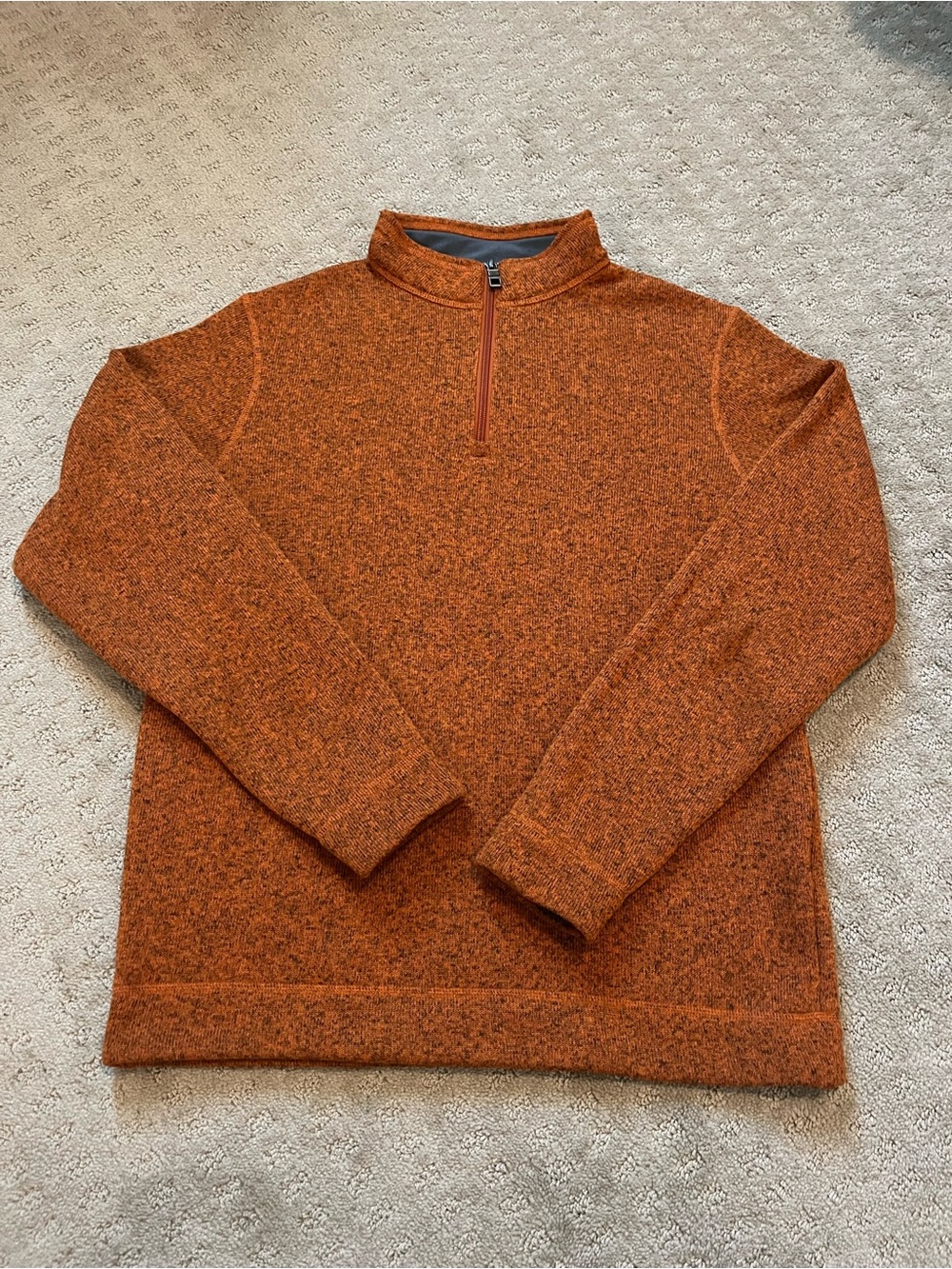 Peter Millar Men's Heathered Orange Half-Zip Sweater